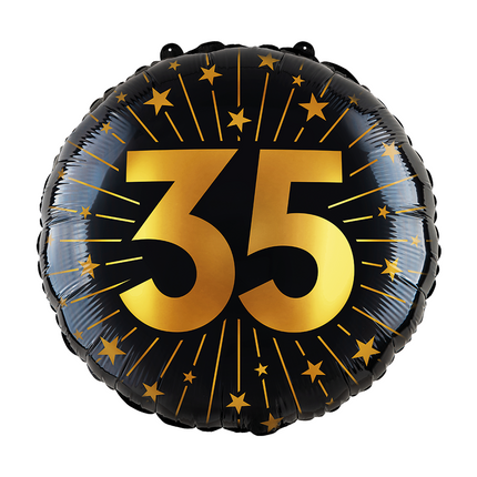 35 Años Globo de Helio Negro Oro Vacío 45cm