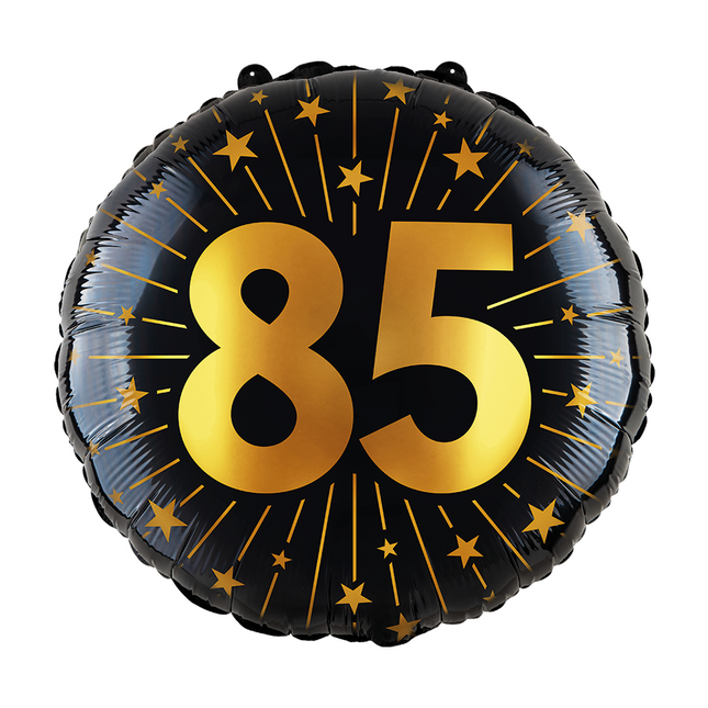 85 Años Globo de Helio Negro Oro Vacío 45cm