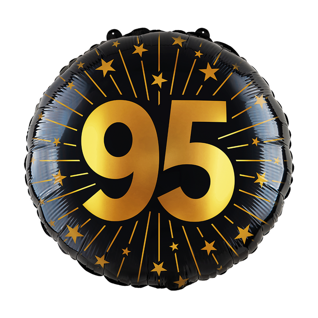 95 Años Globo de Helio Negro Oro Vacío 45cm