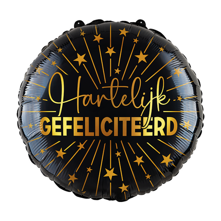 Globo de Helio Feliz Cumpleaños Negro Oro Vacío 45cm