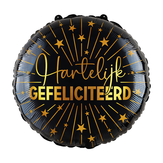 Globo de Helio Feliz Cumpleaños Negro Oro Vacío 45cm