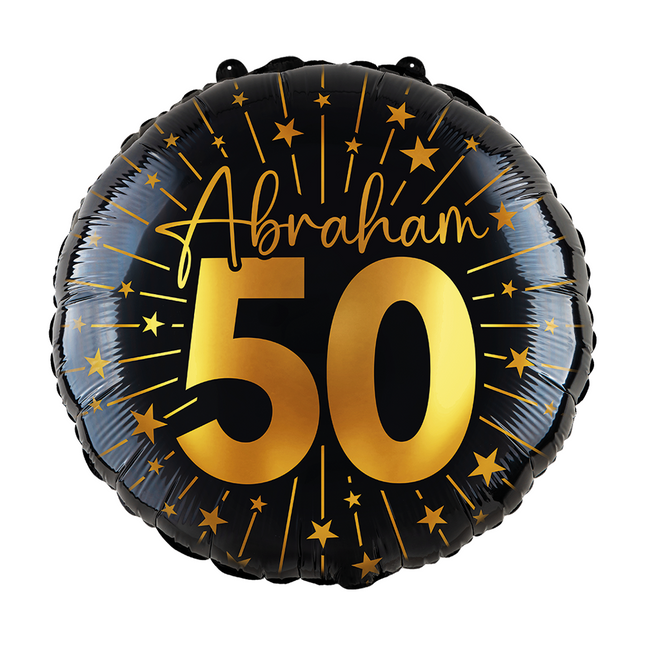 Globo de Helio 50 Años Negro Oro Abraham Vacío 45cm