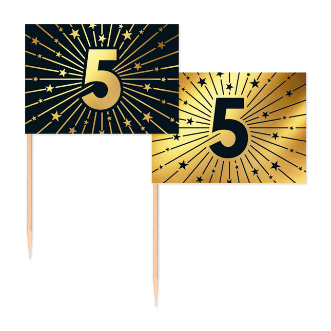 5 Años Cocktail Picks Oro Negro 50pcs