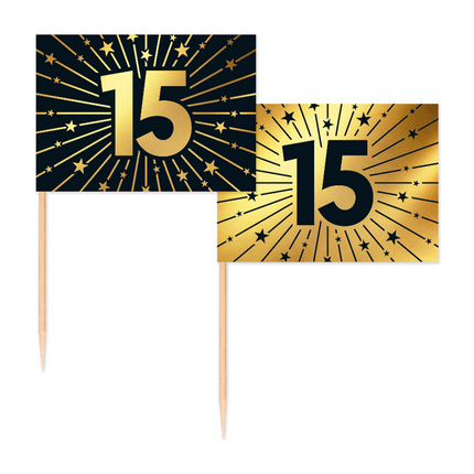 15 Años Cocktail Picks Oro Negro 50pcs