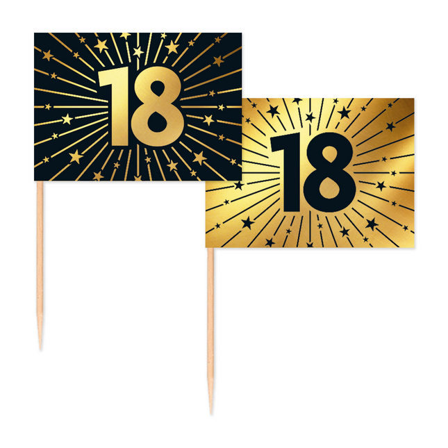 18 Años Cocktail Picks Oro Negro 50pcs