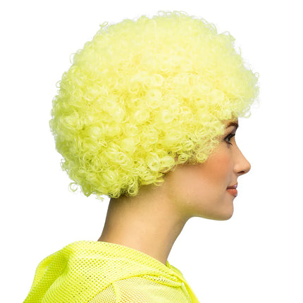 Peluca rizada amarillo neón UV