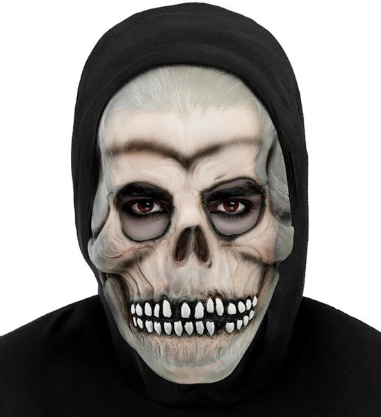 Máscara de calavera de Halloween con capucha que brilla en la oscuridad