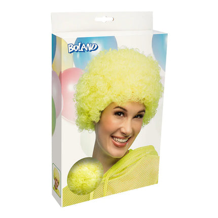 Peluca rizada amarillo neón UV