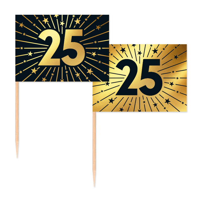 25 Años Cocktail Picks Oro Negro 50pcs