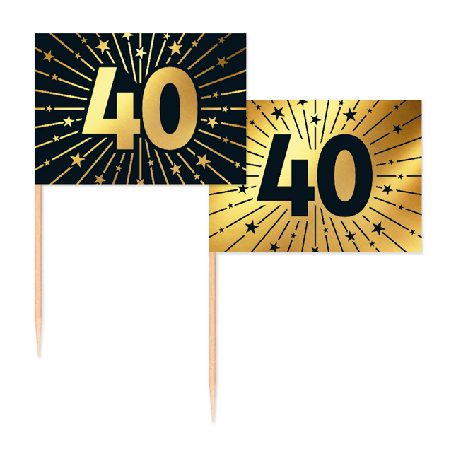 40 Años Cocktail Picks Oro Negro 50pcs