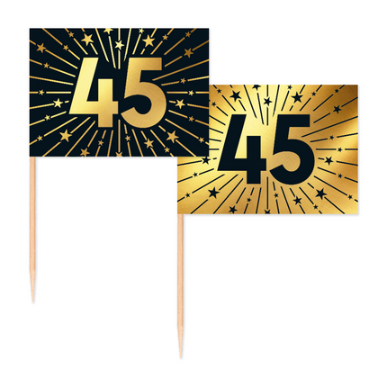 45 Años Cocktail Picks Oro Negro 50pcs