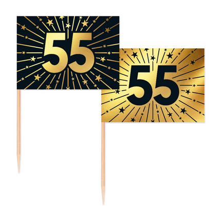 55 Años Cocktail Picks Oro Negro 50pcs