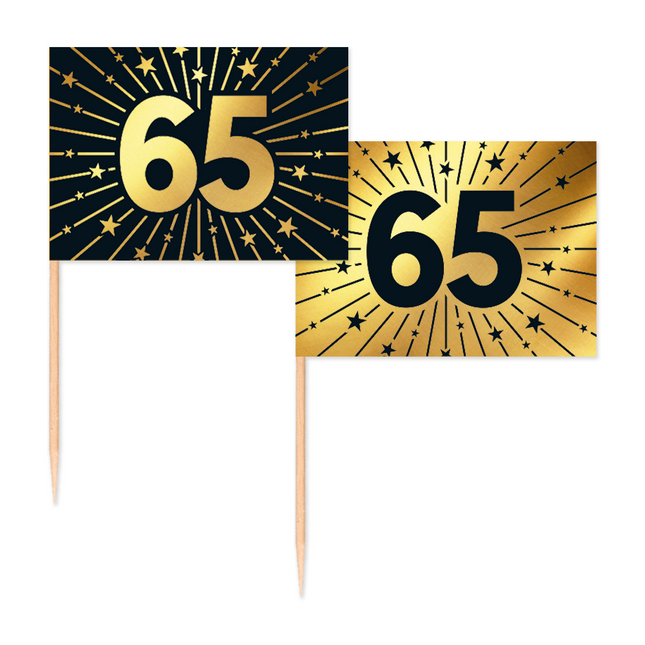 65 Años Cocktail Picks Oro Negro 50pcs