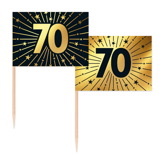 70 Años Cocktail Picks Oro Negro 50pcs