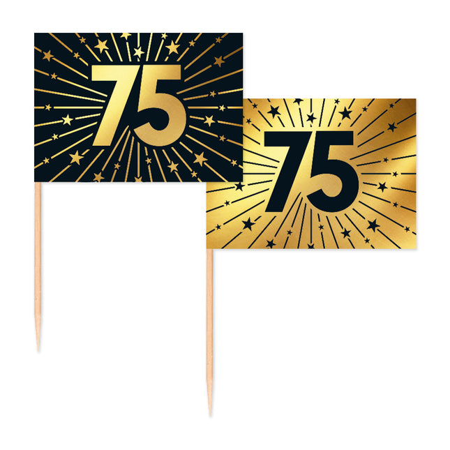 75 Años Cocktail Picks Oro Negro 50pcs