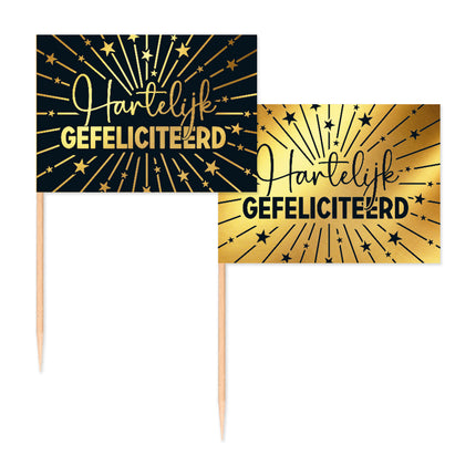 Happy Birthday Cocktail Picks Oro Negro 50pcs