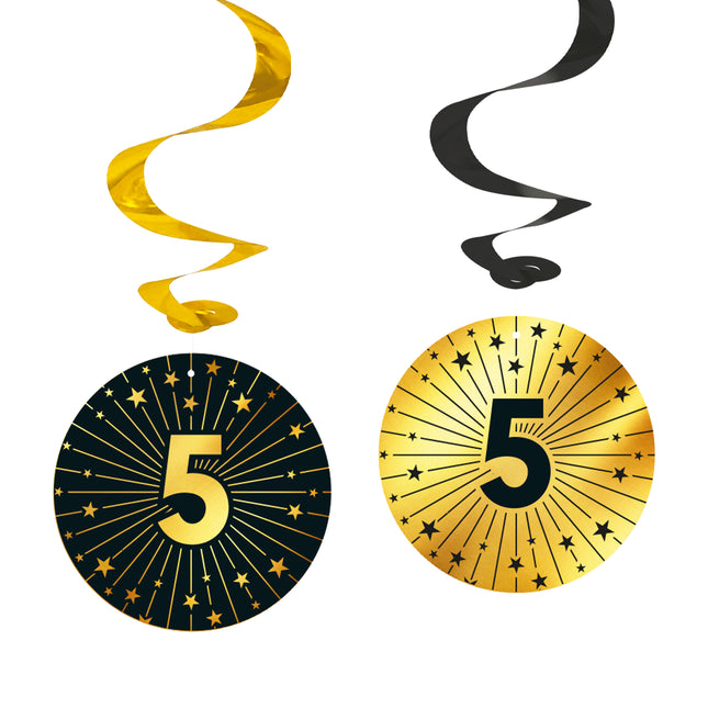Decoración Colgante 5 Años Oro Negro 95cm 4pcs