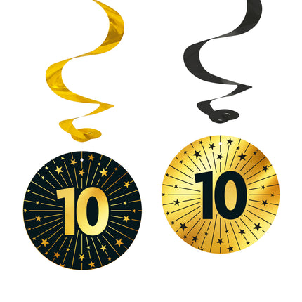 Decoración Colgante 10 Años Oro Negro 95cm 4pcs