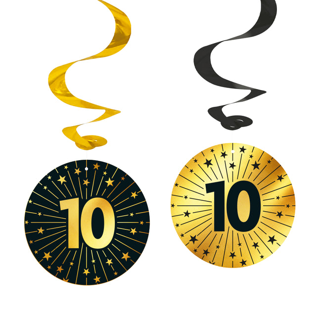 Decoración Colgante 10 Años Oro Negro 95cm 4pcs
