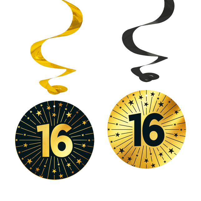 16 Años Colgante Decoración Oro Negro 95cm 4pcs