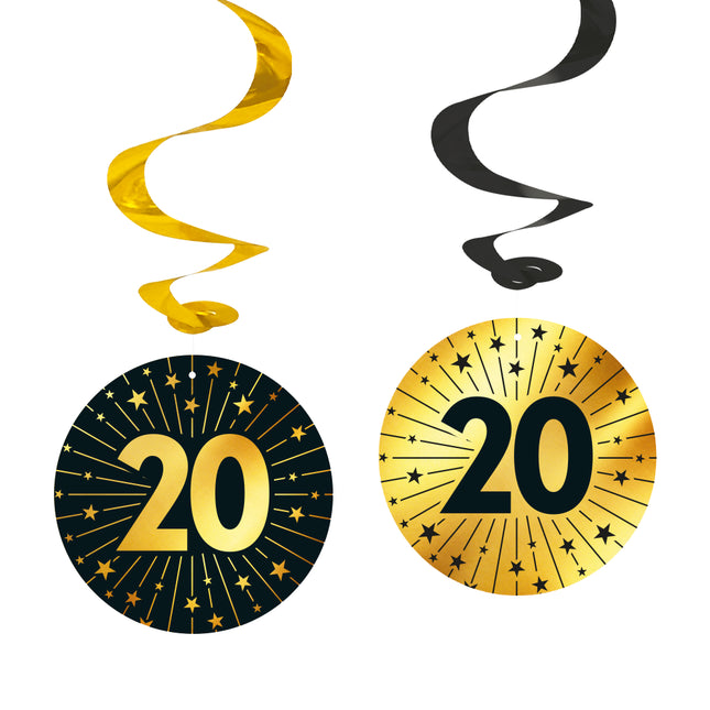 20 Años Colgante Decoración Oro Negro Vacío 95cm 4pcs