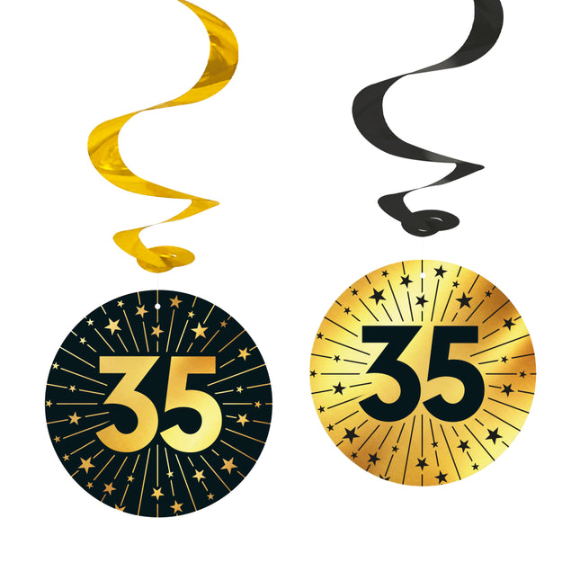 35 Años Colgante Decoración Oro Negro 95cm 4pcs