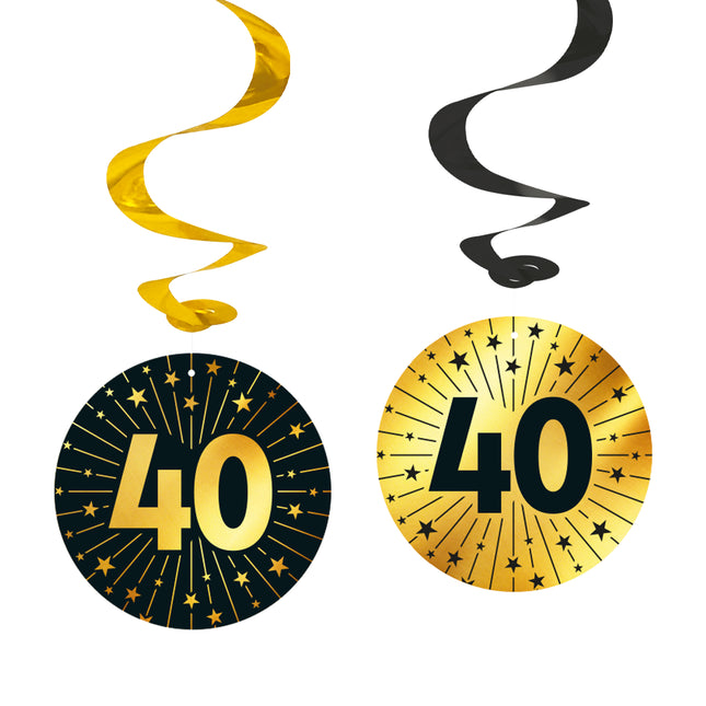 40 Años Colgante Decoración Oro Negro 95cm 4pcs