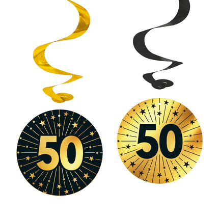 50 Años Decoración Colgante Oro Negro 95cm 4pcs