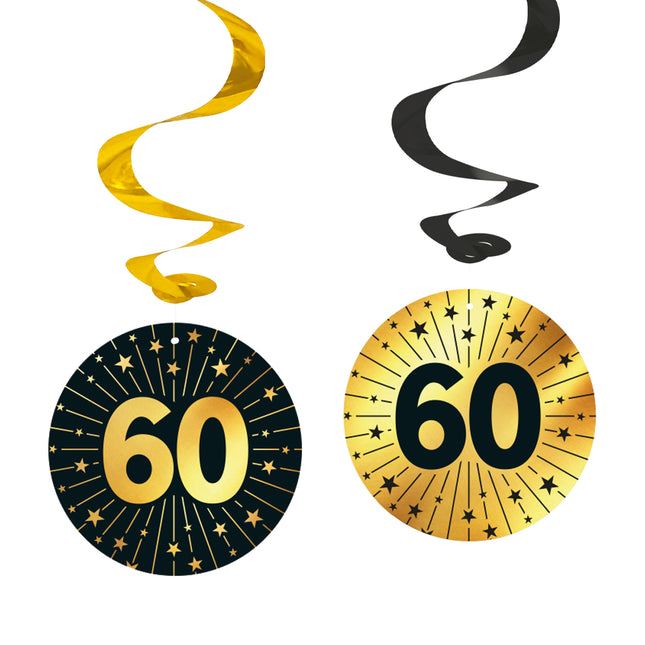 60 Años Colgante Decoración Oro Negro 95cm 4pcs