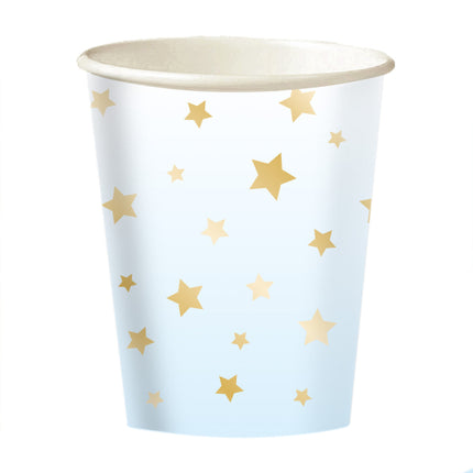 Vasos Azules Estrellas Doradas 250ml 8uds.