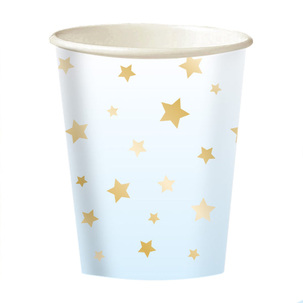 Vasos Azules Estrellas Doradas 250ml 8uds.