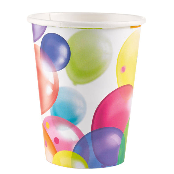 8 Vasos de Papel Globos 250 ml