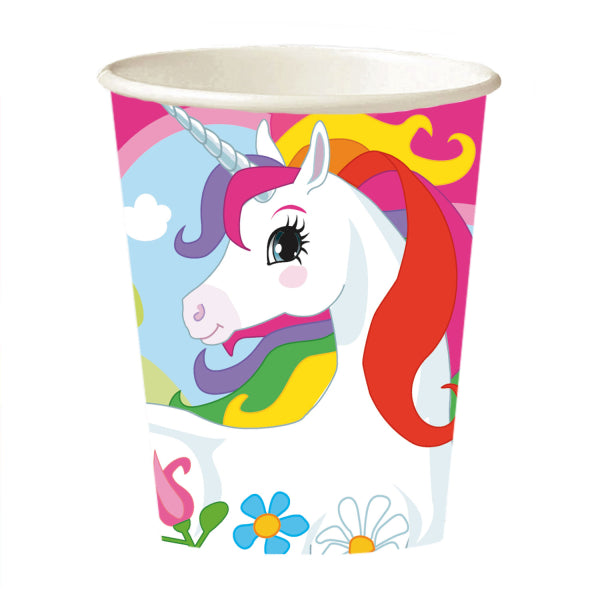 8 Vasos de Papel Unicornio 250 ml