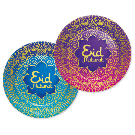 Platos de Ramadán de Colores Eid Mubarak 23cm 8pcs