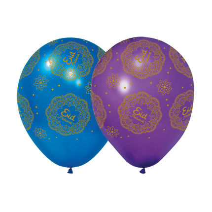 Globos Eid Mubarak Morado Azul 30cm 6pcs