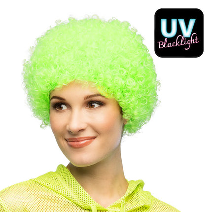 Peluca rizada verde neón UV