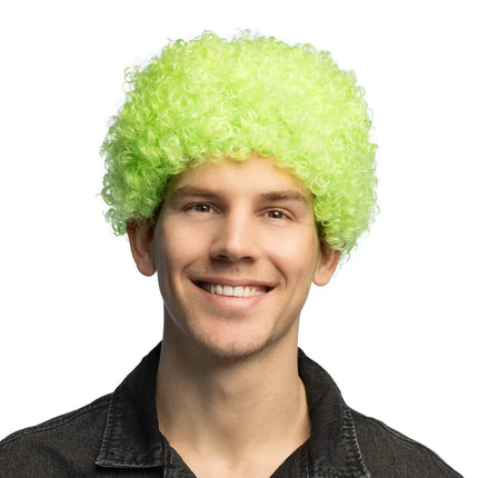 Peluca rizada verde neón UV