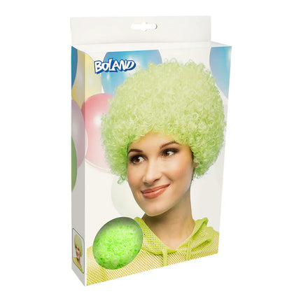 Peluca rizada verde neón UV
