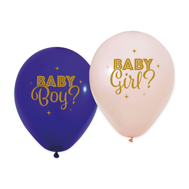 8 globos de látex de 12 pulgadas, 2 caras - Gender Reveal