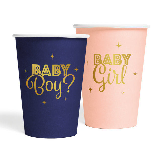 8 vasos de papel 210 ml - Gender Reveal