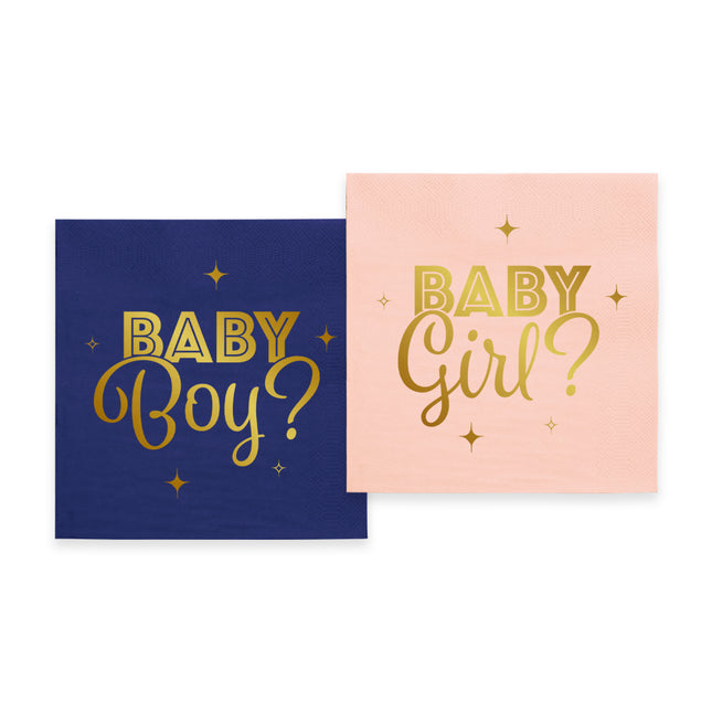 20 servilletas de papel de 3 capas 33x33cm FSC - Gender Reveal