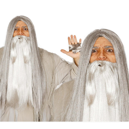 Peluca Halloween Bruja Gris