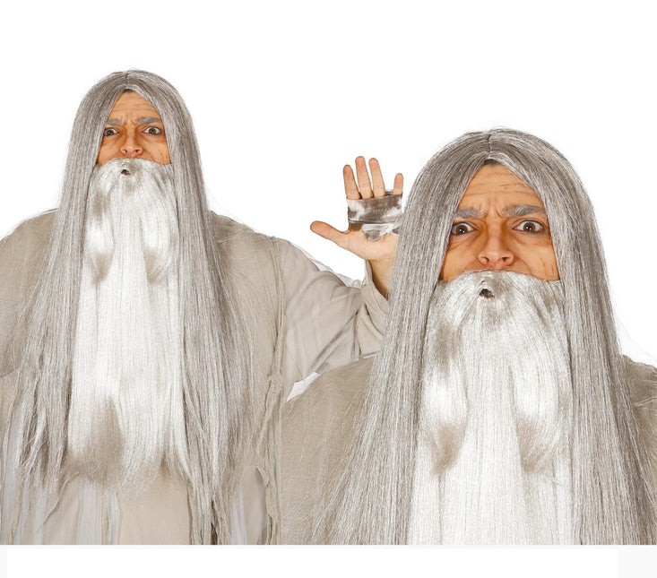 Peluca Halloween Bruja Gris