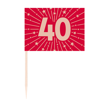 50 Vlag prikkers - '40' robijnrood