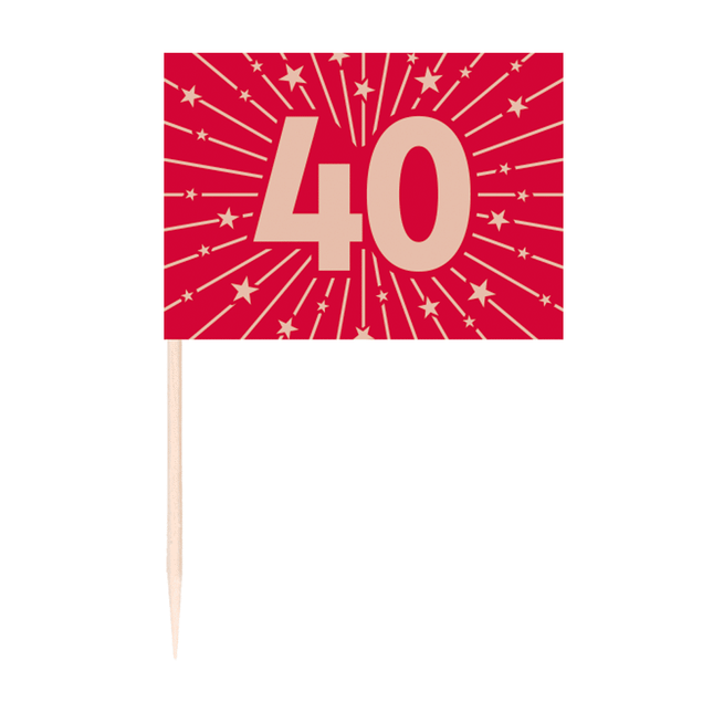 50 Vlag prikkers - '40' robijnrood