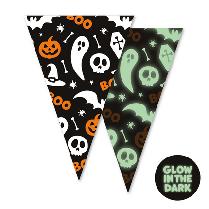 Guirnalda Papel 6m Brilla en la Oscuridad Halloween Boo 20x30cm