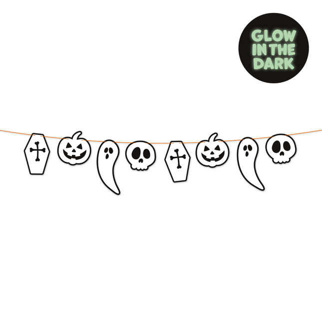 Guirnalda de Papel 2m Brilla en la Oscuridad Halloween Boo