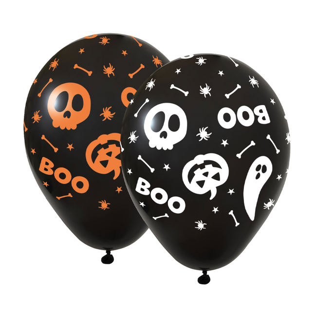 6 Globos 12" - 2 impresiones - Halloween Boo