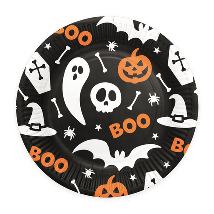8 Platos de Papel 23cm Halloween Boo