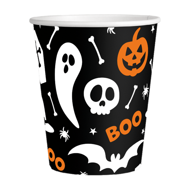8 Vasos de Papel 210 ml Halloween Boo